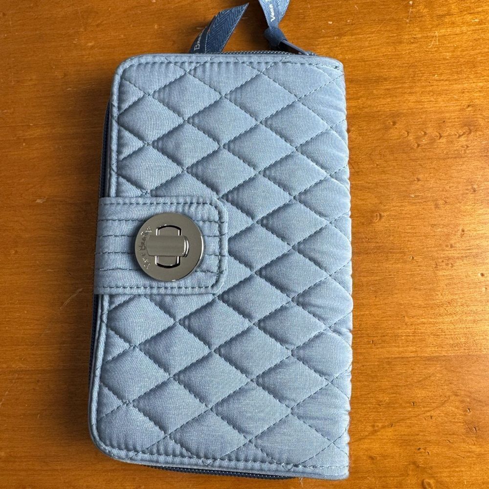 Vera Bradley Quilted Gray Wallet with silver colored turn lock